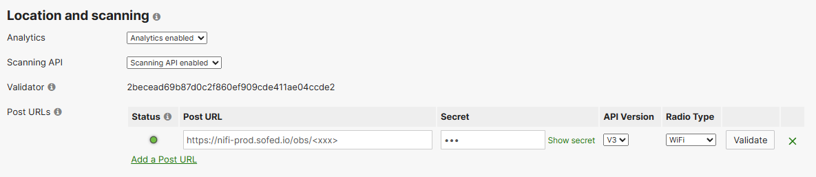 Location and Scanning Einstellungen
